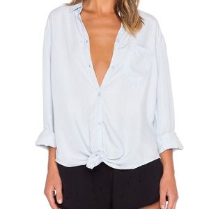 Oversized Tie-Up Light Wash Denim Shirt by Cheap Monday Size Small